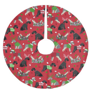 Christmas Schnauzer Brushed Polyester Tree Skirt