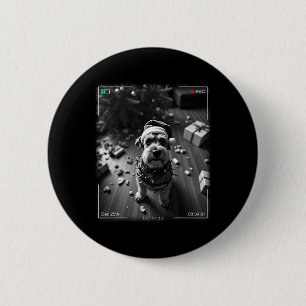 Christmas Schnauzer Caught On Camera 6 Cm Round Badge