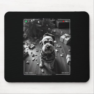 Christmas Schnauzer Caught On Camera Mouse Mat