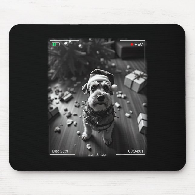 Christmas Schnauzer Caught On Camera  Mouse Mat (Front)