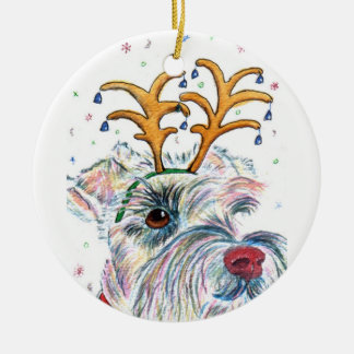 Christmas Schnauzer Ceramic Tree Decoration