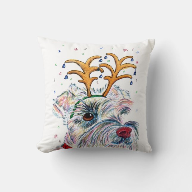 Christmas Schnauzer Cushion (Front)