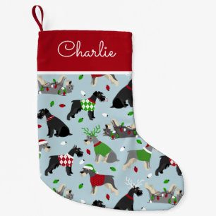 Christmas Schnauzer Custom Name Small Christmas Stocking