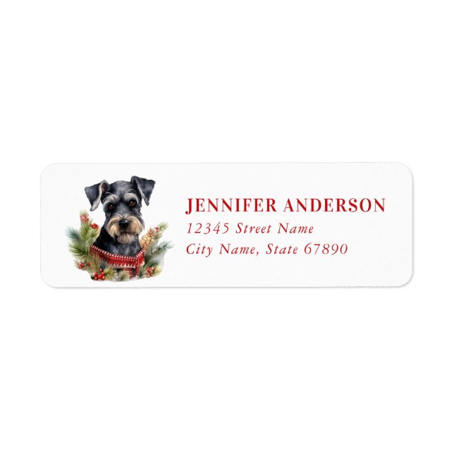 Christmas Schnauzer Dog Return Address Labels (Front)