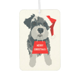 Christmas Schnauzer Dog Santa Hat Air Freshener