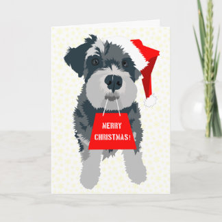 Christmas Schnauzer Dog Santa Hat Greeting Card