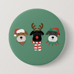 Christmas Schnauzer Dogs 7.5 Cm Round Badge