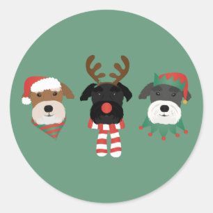 Christmas Schnauzer Dogs Classic Round Sticker