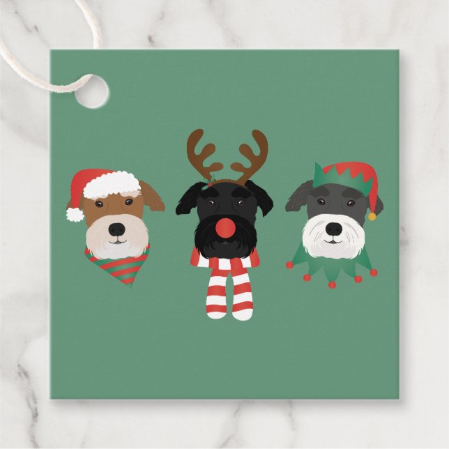 Christmas Schnauzer Dogs Favour Tags (Front)