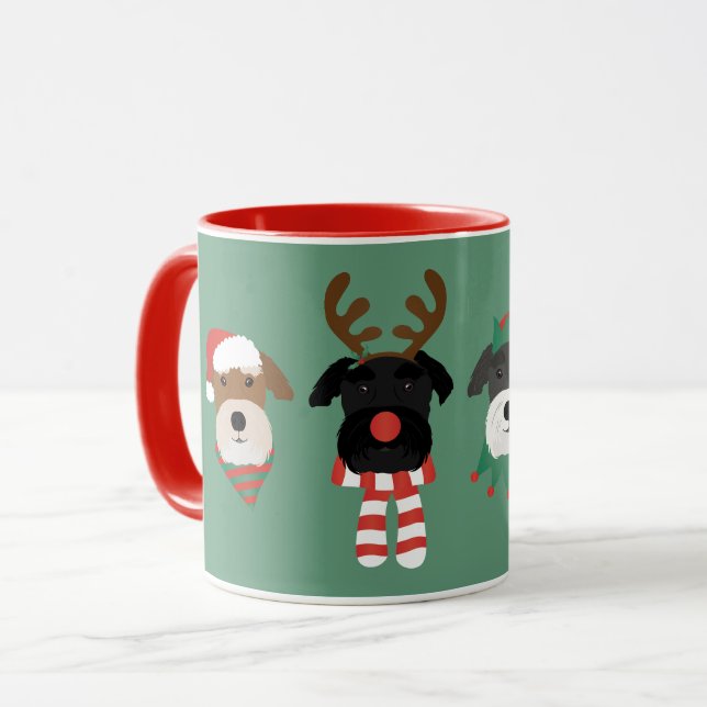 Christmas Schnauzer Dogs Mug (Front Left)