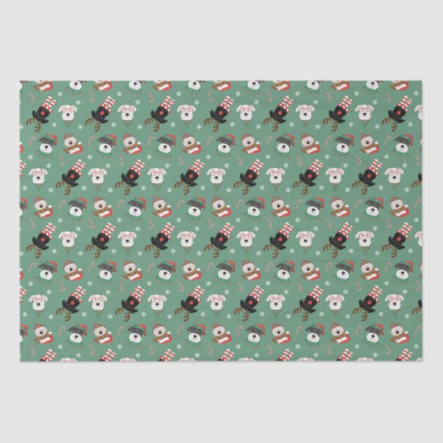 Christmas Schnauzer Dogs Tissue Paper (Front)