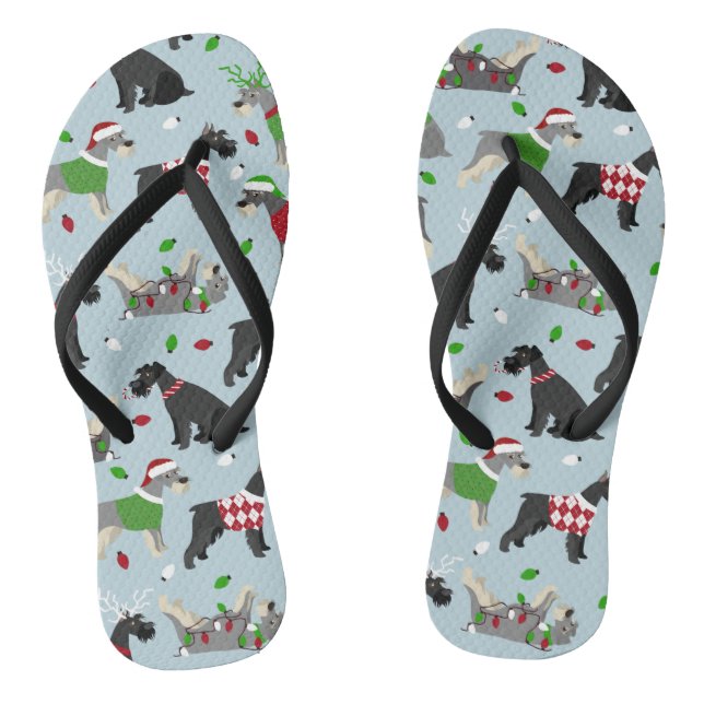 Christmas Schnauzer Flip Flops (Footbed)