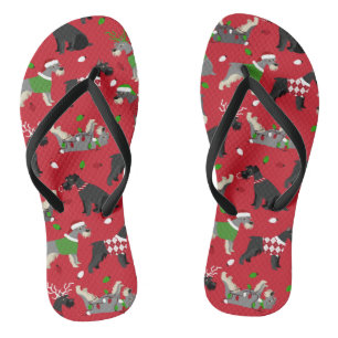 Christmas Schnauzer Flip Flops