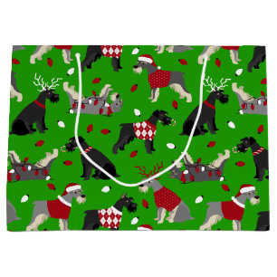 Christmas Schnauzer Large Gift Bag