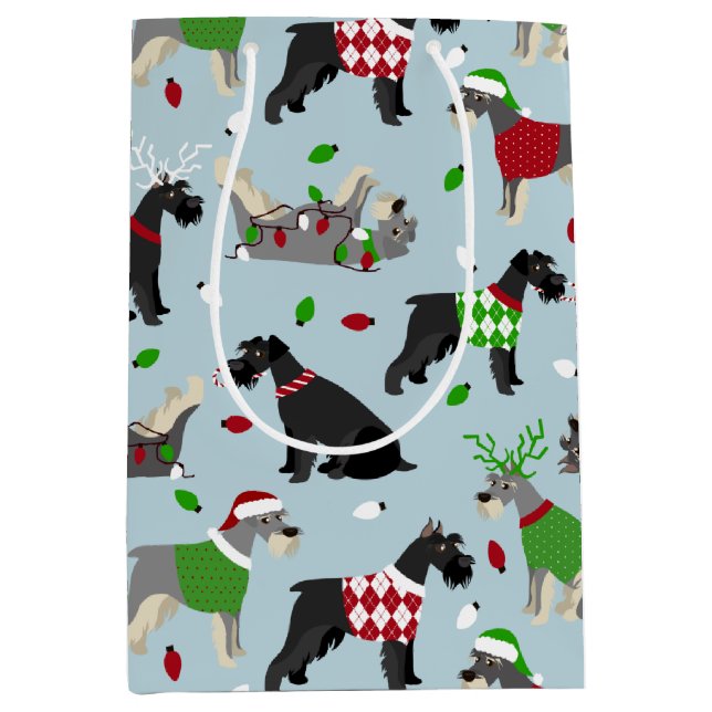 Christmas Schnauzer Medium Gift Bag (Front)