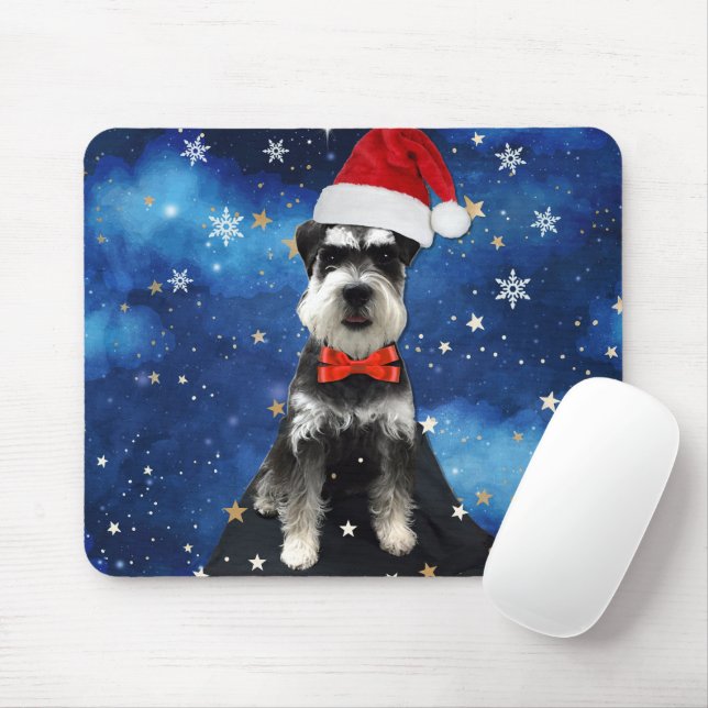 Christmas Schnauzer Mouse Mat (With Mouse)