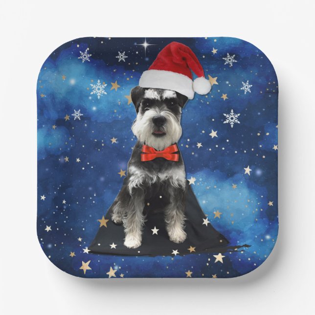 Christmas Schnauzer Paper Plate (Front)
