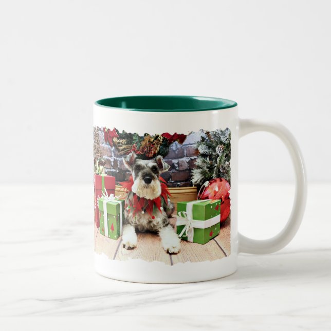 Christmas - Schnauzer - Petunia Two-Tone Coffee Mug (Right)