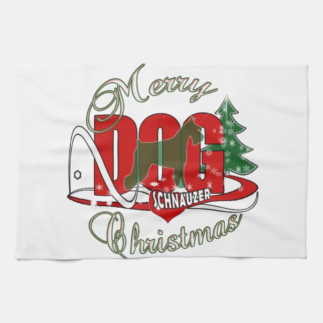 CHRISTMAS SCHNAUZER TEA TOWEL (Horizontal)
