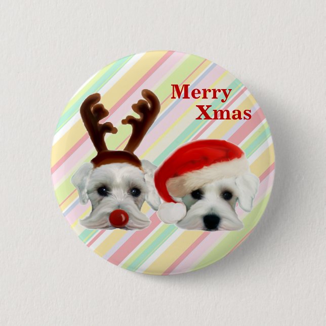 Christmas Schnauzers 6 Cm Round Badge (Front)