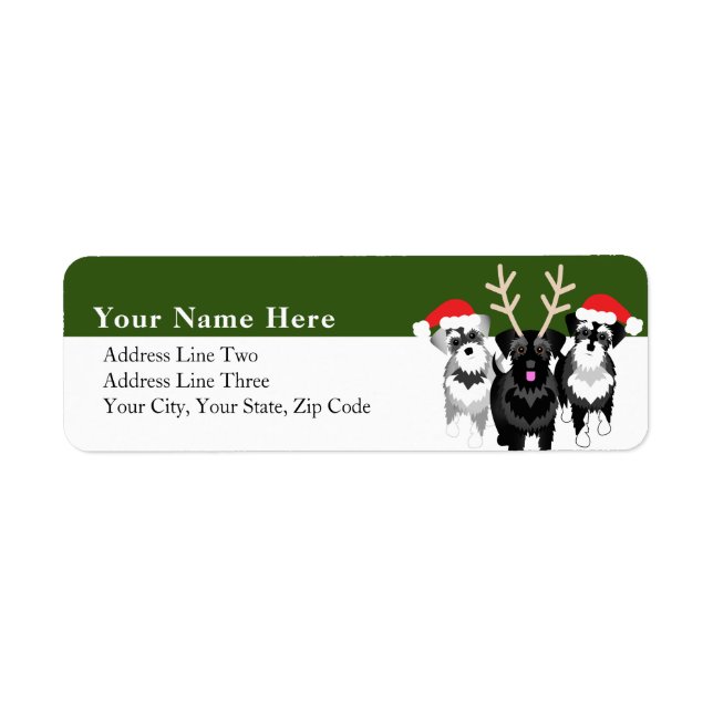 Christmas Schnauzers in Santa Hats (Front)