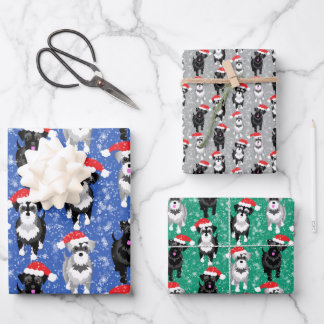 Christmas Schnauzers Playing in the Snow Wrapping Paper Sheet