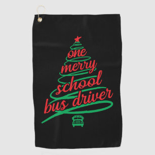 Christmas school bus driver, schoolbus golf towel