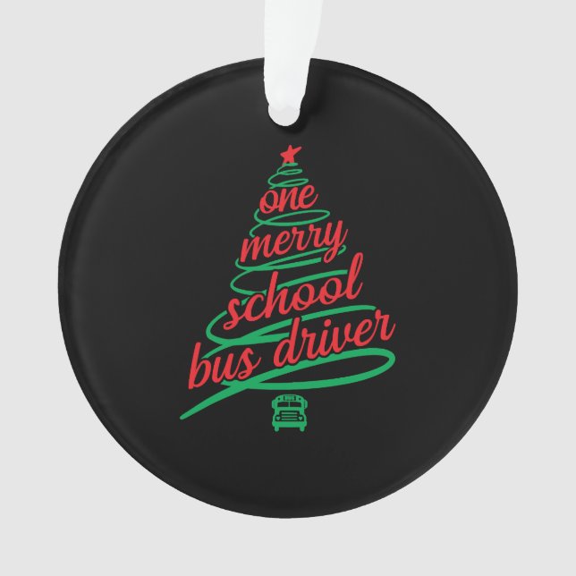 Christmas school bus driver, schoolbus ornament (Front)
