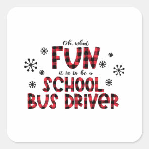 Christmas school bus driver, schoolbus square sticker