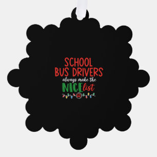 Christmas school bus driver, schoolbus tree decoration card