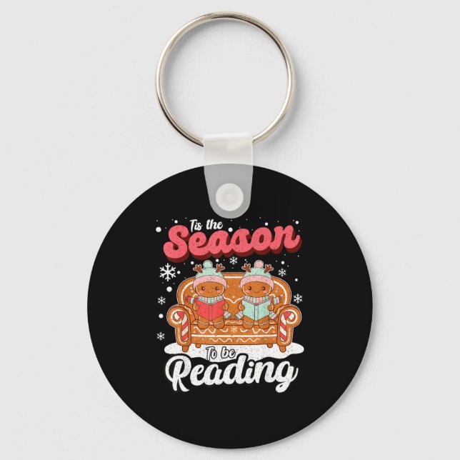 Christmas School Teacher Retro Librarian Groovy Xm Key Ring (Front)
