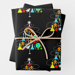 Christmas Science Teacher Tree Chemistry School Wrapping Paper Sheet