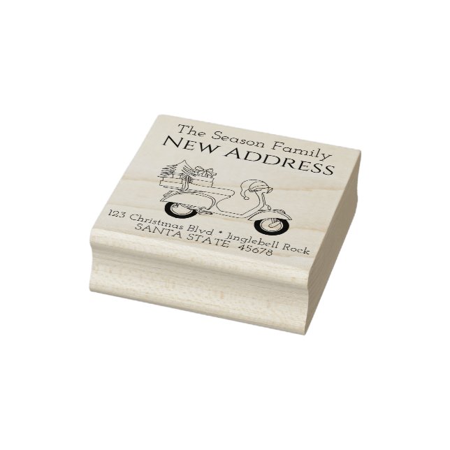 Christmas Scooter New Addres return address stamp (Stamp)