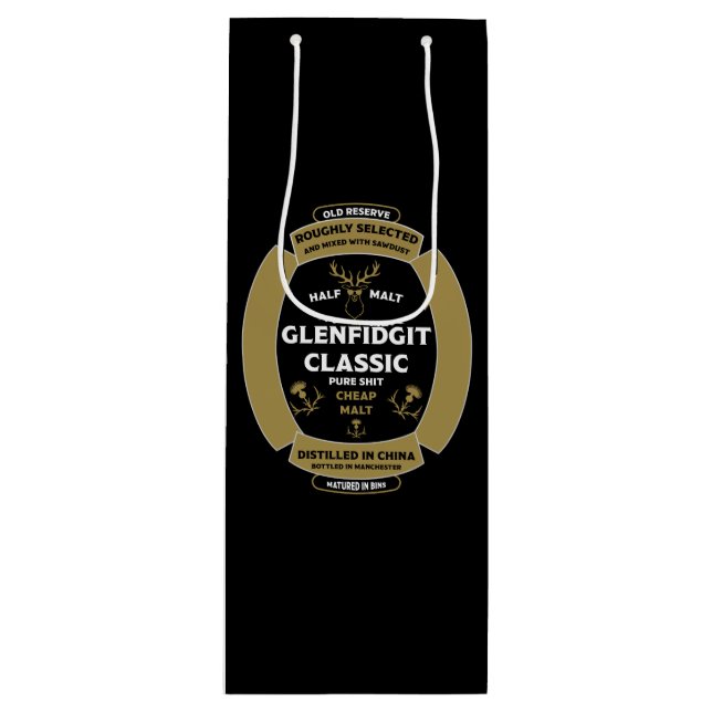 Christmas Scotch Whiskey Label Wine Gift Bag (Front)