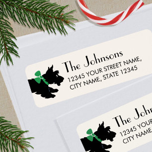 Christmas Scottie Dog Green Bow Return Address