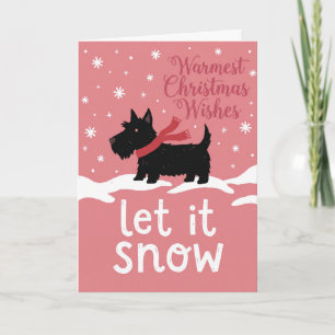 Christmas Scottie Dog Quirky Pink Christmas Card