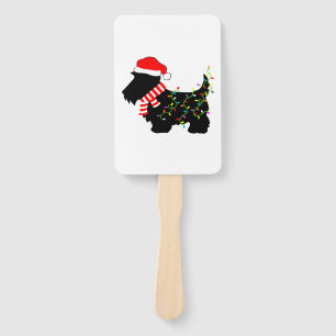 Christmas Scottie Dog With Lights Hand Fan