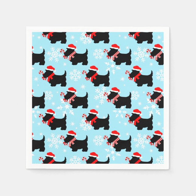 Christmas Scottie Dogs Pattern Napkin (Front)