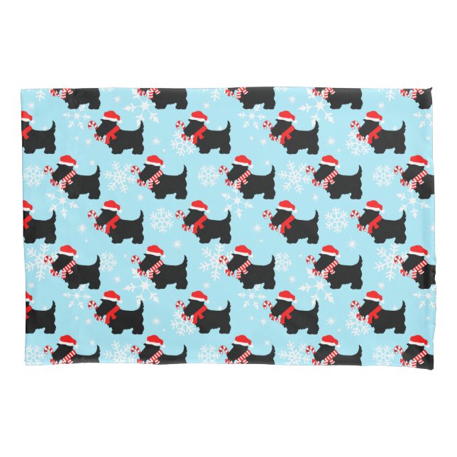 Christmas Scottie Dogs Pattern Pillowcase (Front)