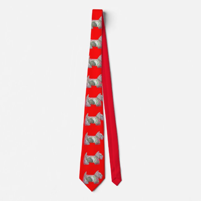 Christmas Scottie Terrier Tie (Front)