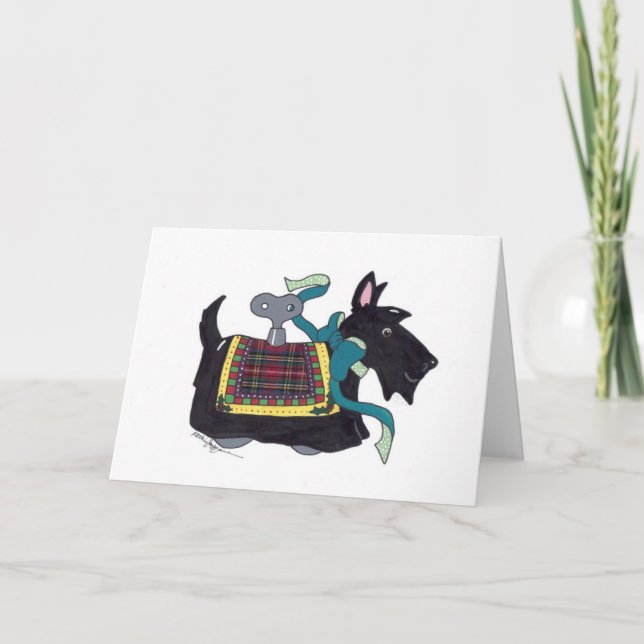 CHRISTMAS SCOTTIE WIND UP HOLIDAY CARD (Front)