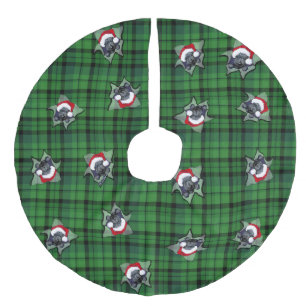 Christmas Scotties Green Plaid Tree Skirt