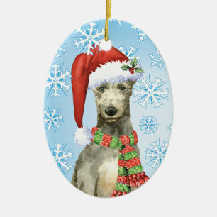 Christmas Scottish Deerhound Ceramic Tree Decoration