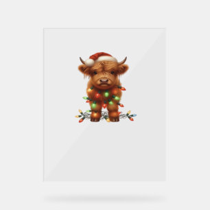 Christmas Scottish Highland Cow Classic T-Shirt Acrylic Sign