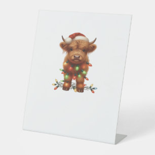 Christmas Scottish Highland Cow Classic T-Shirt Pedestal Sign