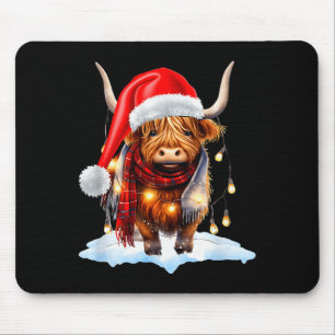 Christmas Scottish Highland Cow Wrapped In Christm Mouse Mat