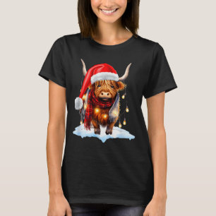Christmas Scottish Highland Cow Wrapped In Christm T-Shirt
