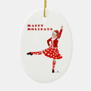 Christmas Scottish Highland Dancer Ceramic Tree Decoration