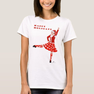 Christmas Scottish Highland Dancer in Red T-Shirt