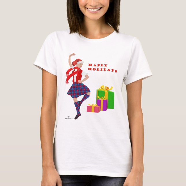 Christmas Scottish Highland Dancer T-Shirt (Front)